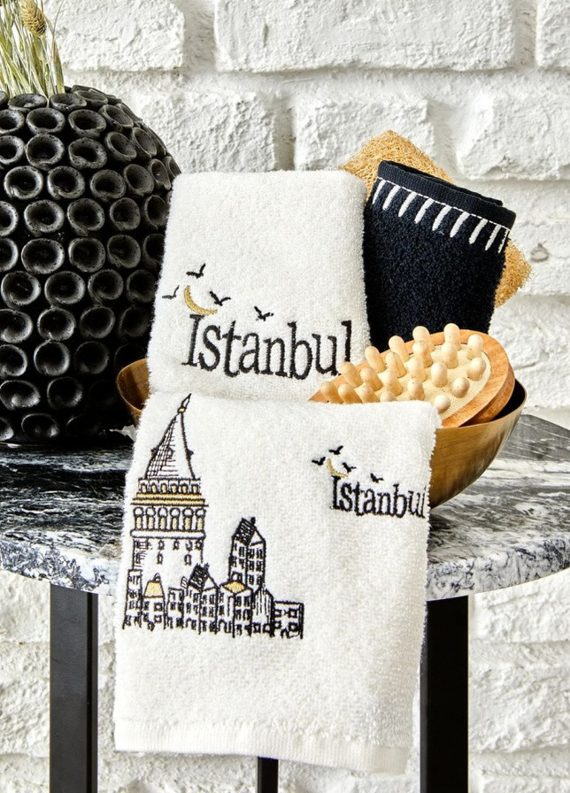 Karaca Home набор полотенец - x ist collection galata siyah черный (3 шт) орнамент комбинированный производство - Турция