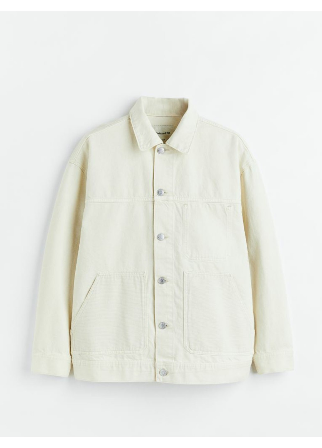 Молочная демисезонная мужская джинсовая куртка relaxed fit (55623) s белая H&M