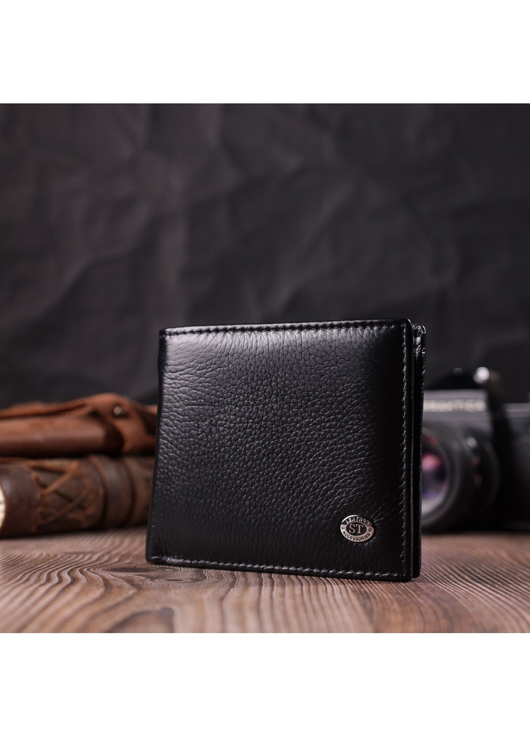 Мужское кожаное портмоне из зажимом 22485 Черный st leather (278001037)