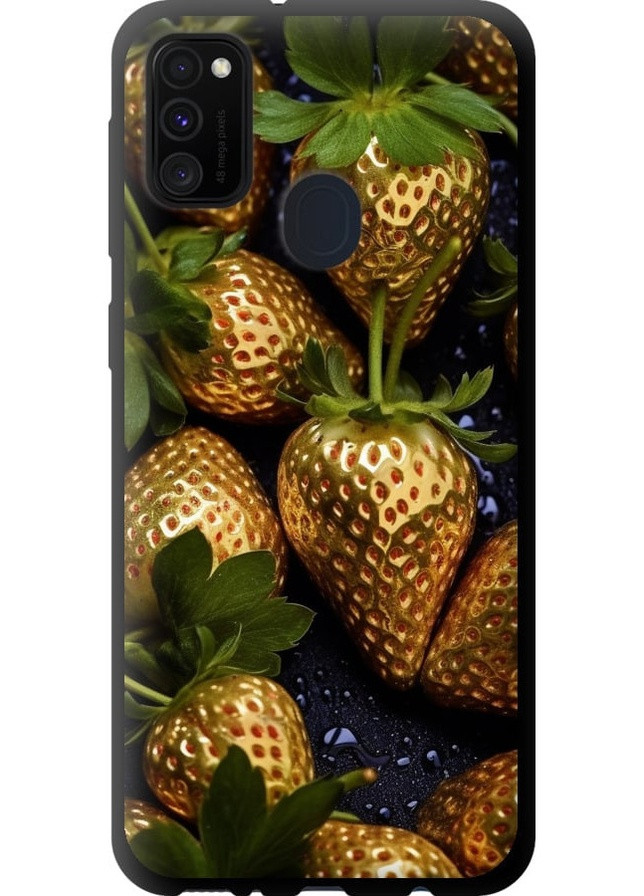 TPU чорний чохол 'Золота полуниця' для Endorphone Samsung Galaxy M21 M215F (259323814)