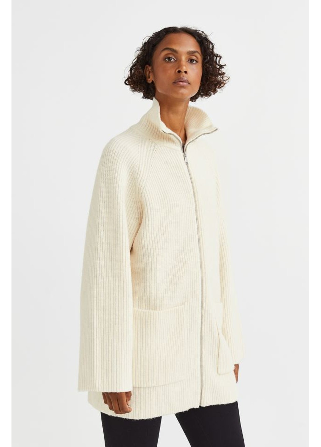 Молочный демисезонный женский свитер на молнии н&м (10048) xl молочный H&M