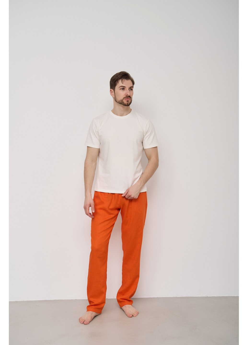Оранжевые домашние демисезонные прямые брюки Handy Wear