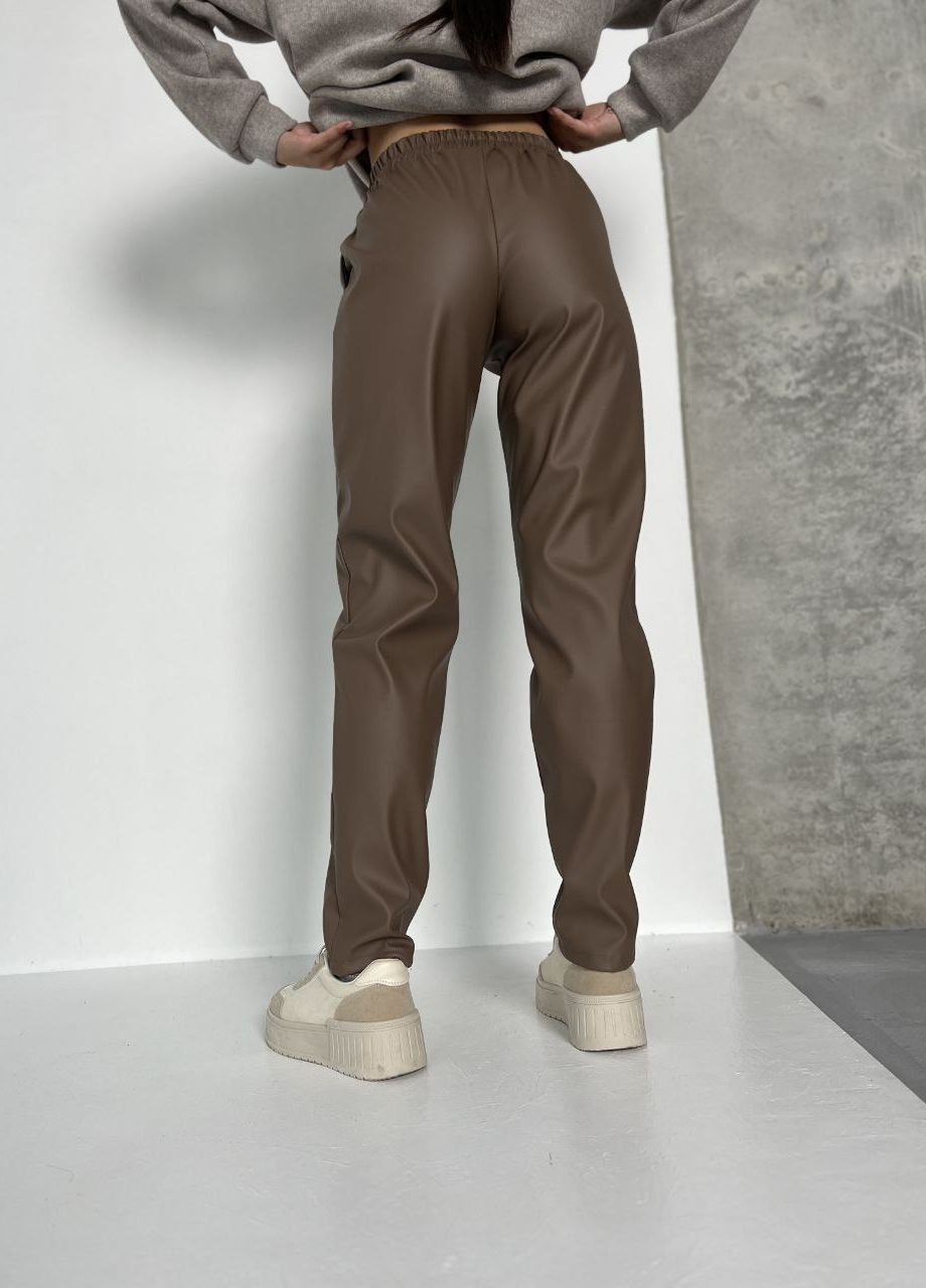 Жіночі брюки з екошкіри на флісі No Brand (276003390)