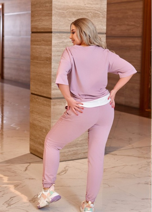 Жіночий трикотажний костюм рожевого кольору р.56/60 379151 New Trend (258685530)
