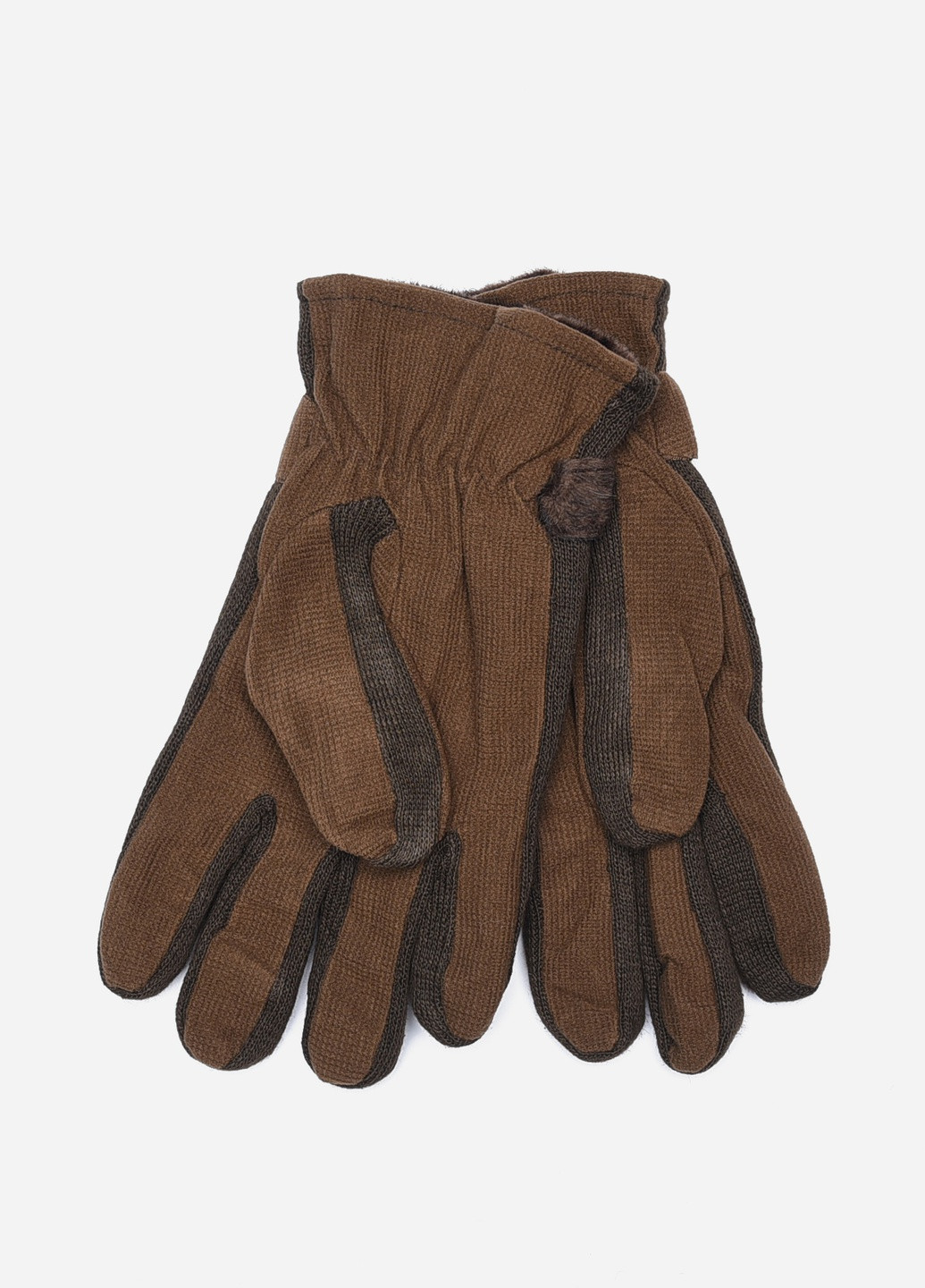Перчатки мужские на флисе коричневого цвета Let's Shop (257287027)