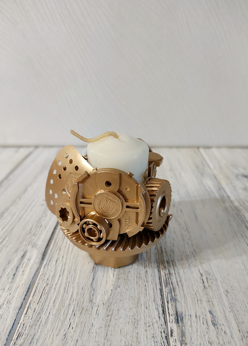 Сувенир подсвечник стимпанк из металла с золотым напылением ручная работа хенд мейд подарок SuvenirPodarokZP 10 (257952233)