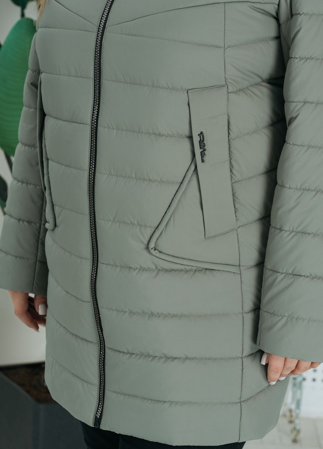Оливкова демісезонна демісезонна жіноча куртка великого розміру куртка-пальто SK