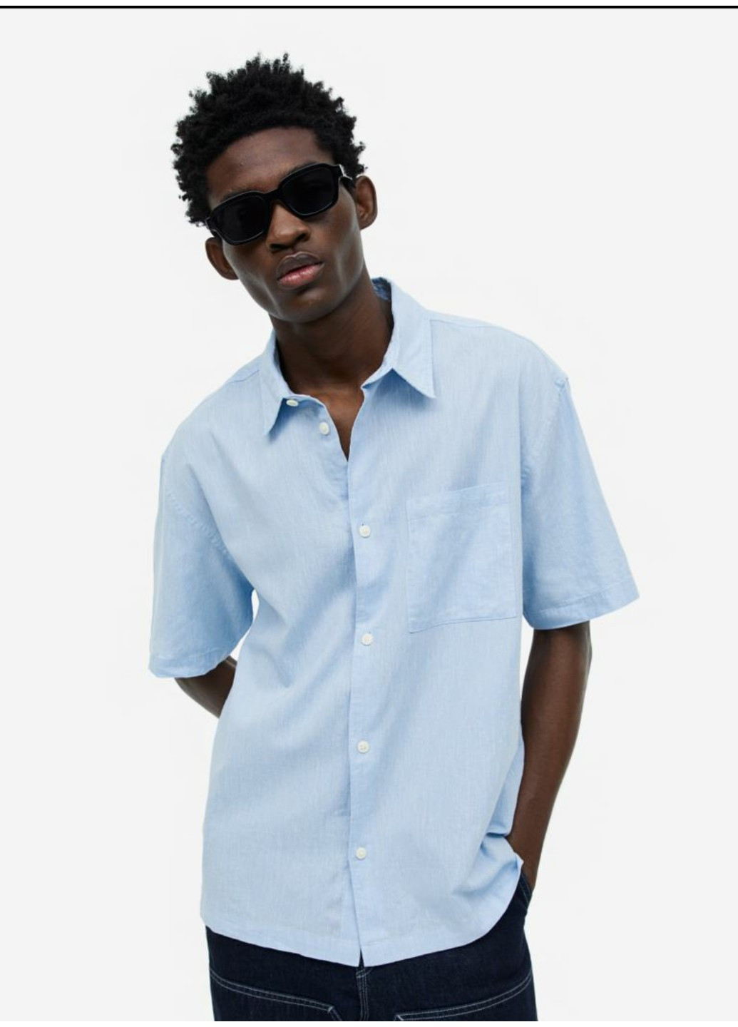 Голубой повседневный рубашка H&M