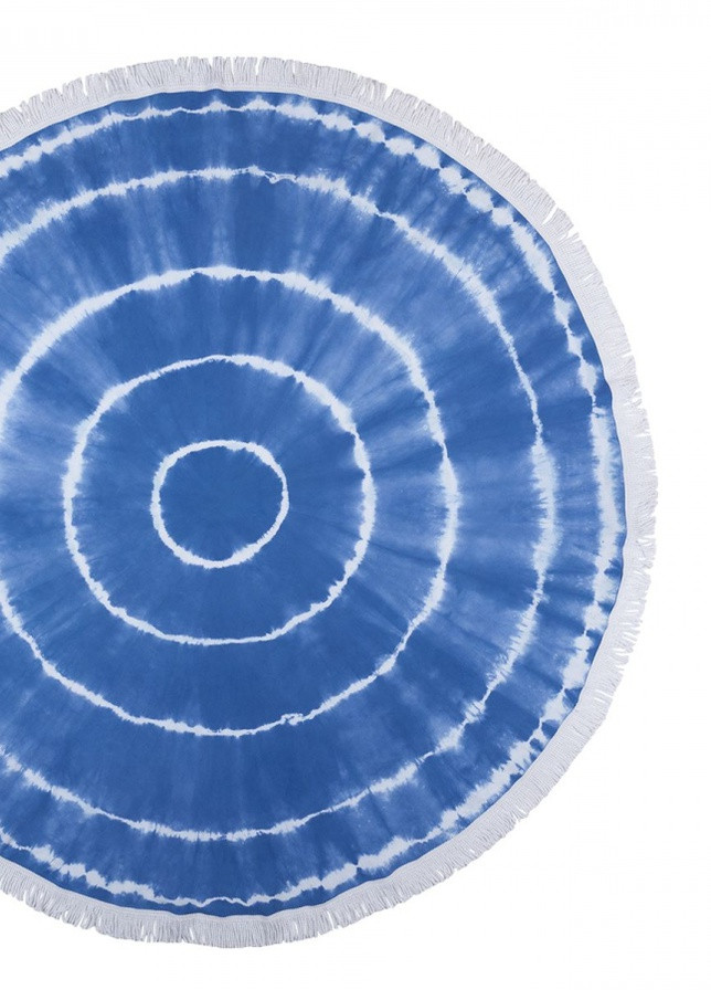 Barine полотенце pestemal - swirl roundie 150*150 blue полоска голубой производство - Турция