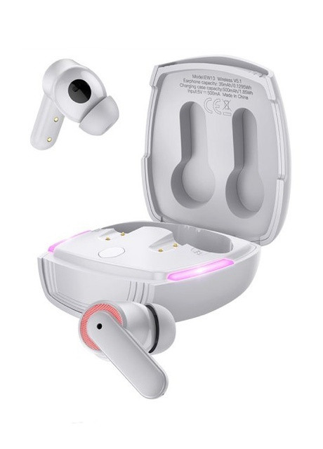 Бездротові навушники Magic flow — (з підсвічуванням, Bluetooth v5.1, Bluetooth, 4,5 години роботи) - Сірий Hoco ew13 (259351490)