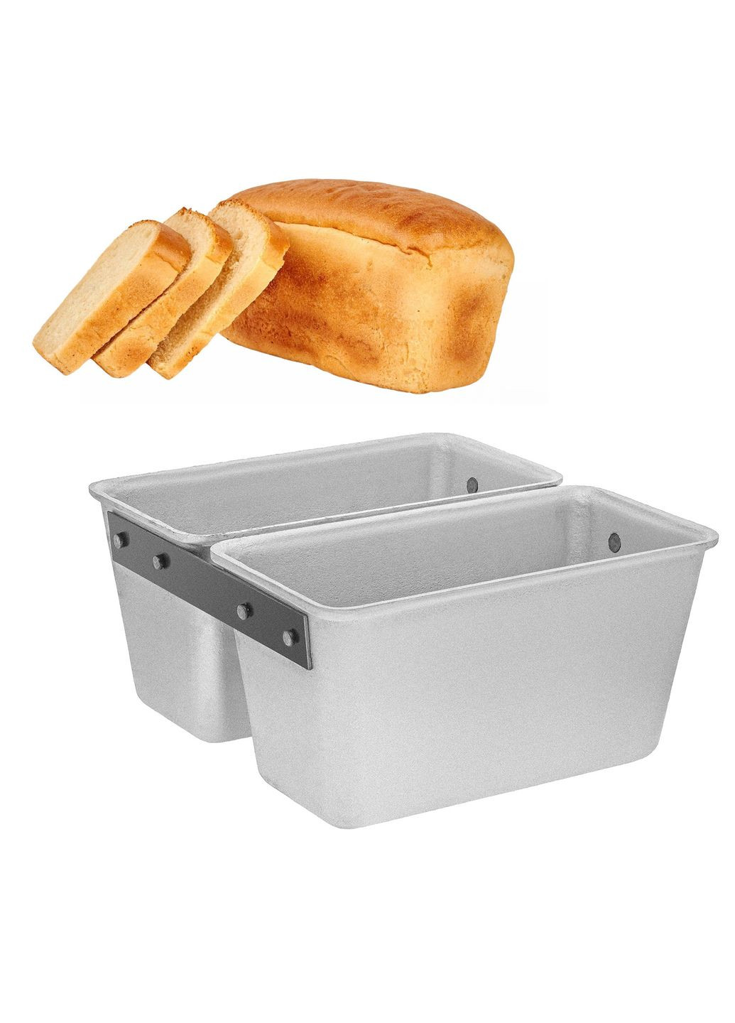 Форма подвійна хлібна для випікання стандартного "соціального" хліба цеглинки Л7 алюміній Хлібпром (271955626)