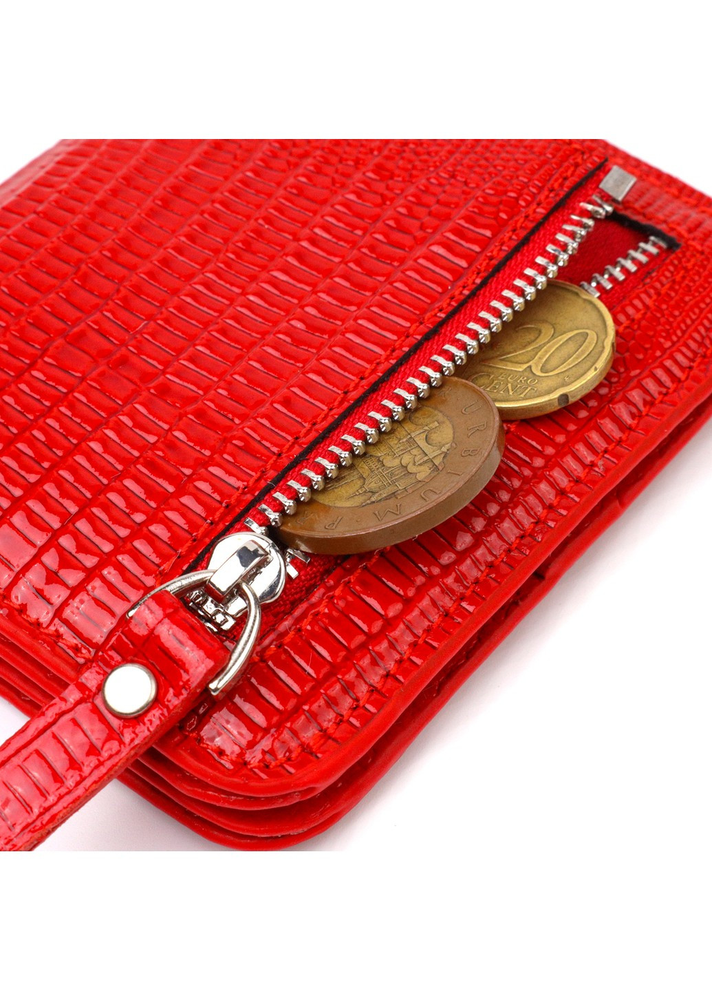 Лакований жіночий гаманець невеликого розміру з натуральної шкіри 21800 Червоний Canpellini (259874168)