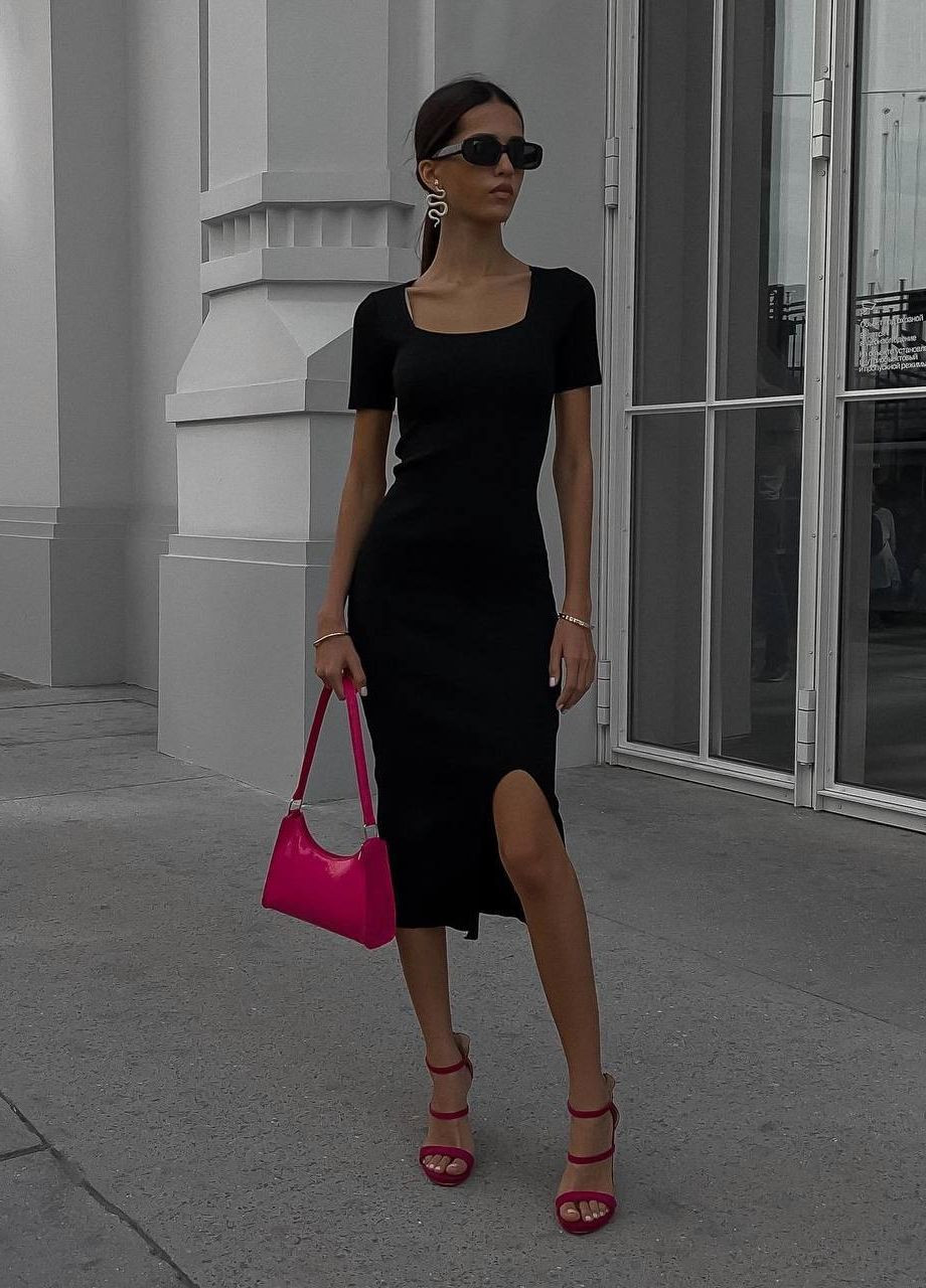 Чорна жіноча сукня рубчик No Brand