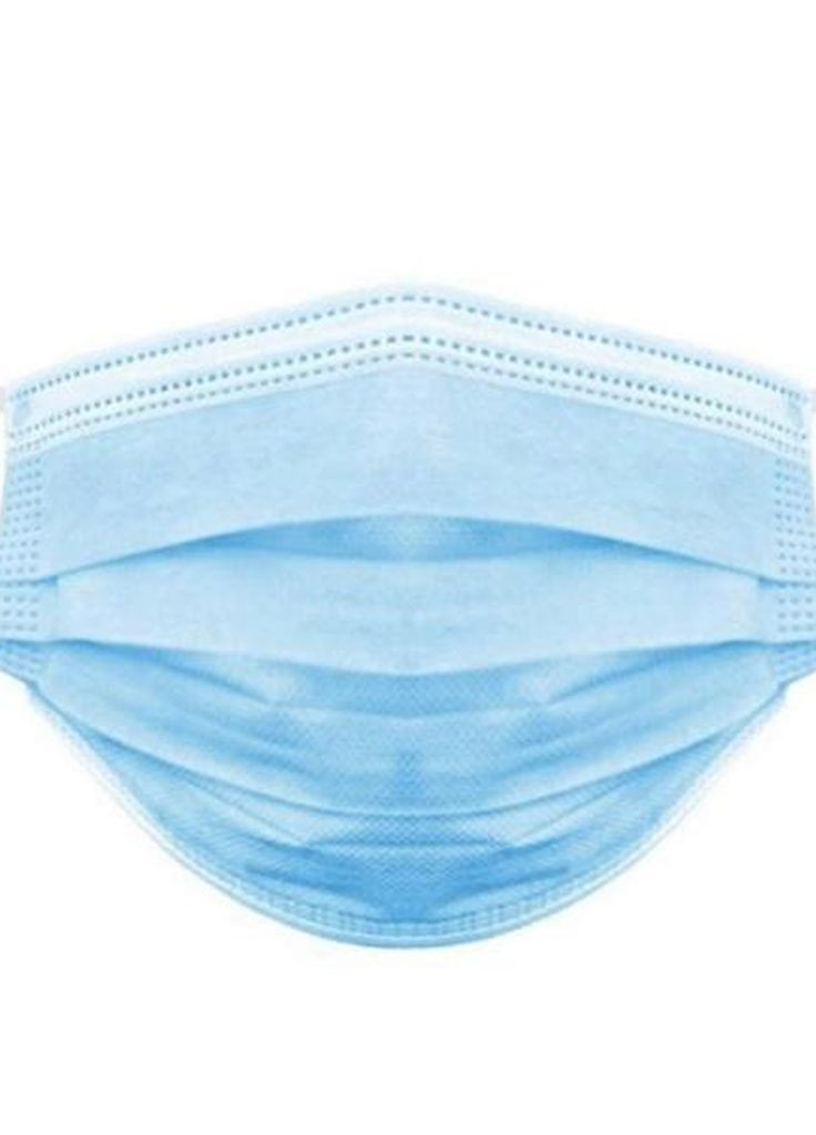 Маска медична стерильна тришарова на гумках з носовим затиском в індивідуальній упаковці 50 штук Блакитний Славна (266905452)