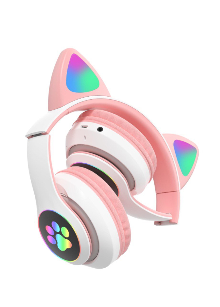 Навушники з котячими вушками Bluetooth Рожеві No Brand stn-28 (260495666)