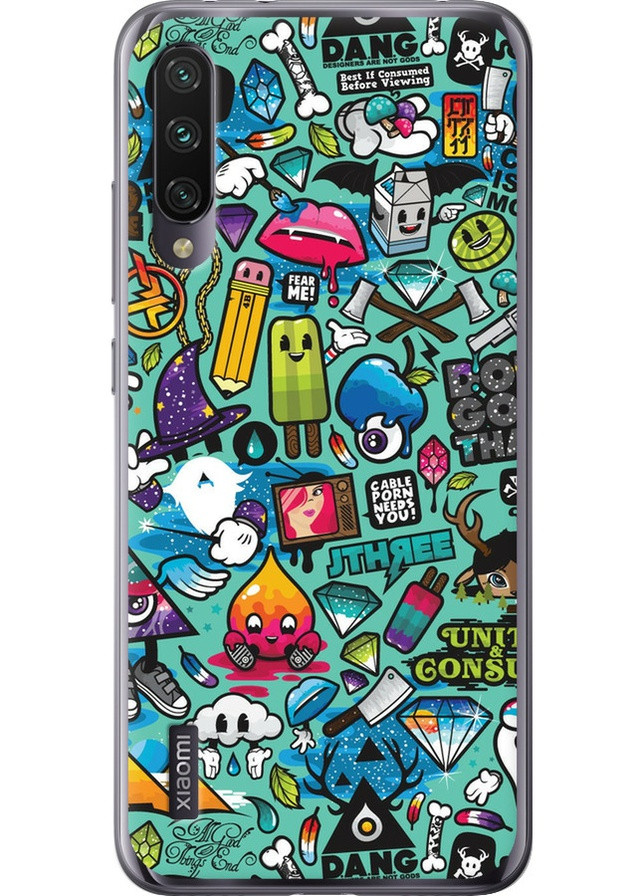 Силиконовый чехол 'Стикер бомбинг 1' для Endorphone Xiaomi Mi A3 (257879402)