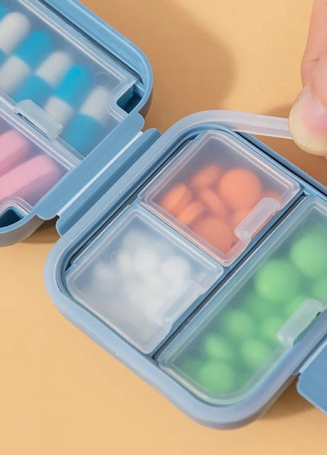 Мини органайзер для таблеток - таблетница Double Pillbox на 5 отделений, синяя More (257986122)