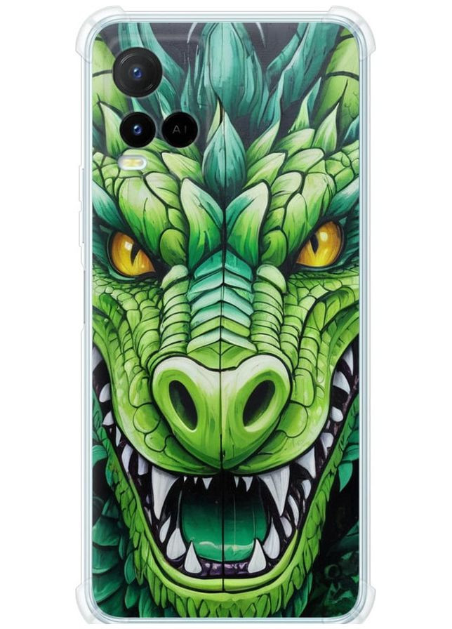 Силикон с усиленными углами чехол 'Зелёный дракон' для Endorphone Vivo Y21s (275458148)