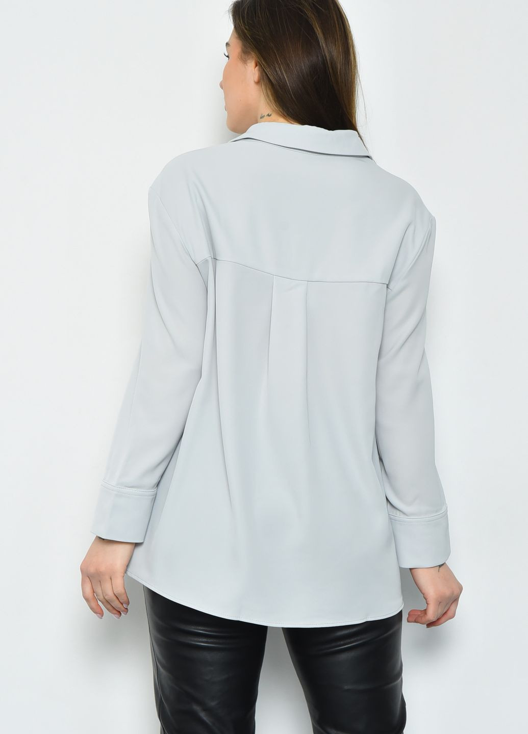 Серая блуза женская однотонная серого цвета с баской Let's Shop