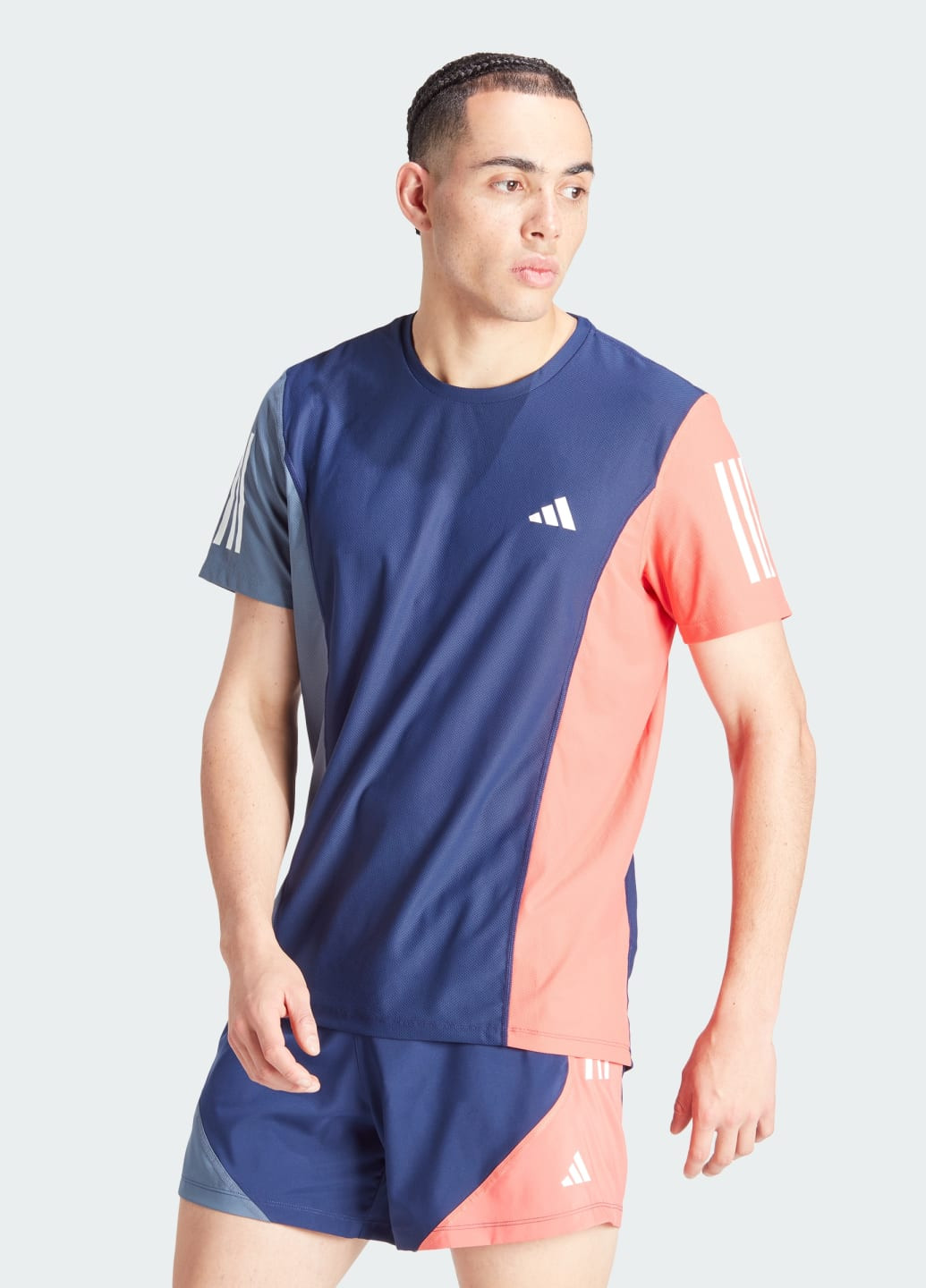 Синяя футболка own the run colorblock adidas