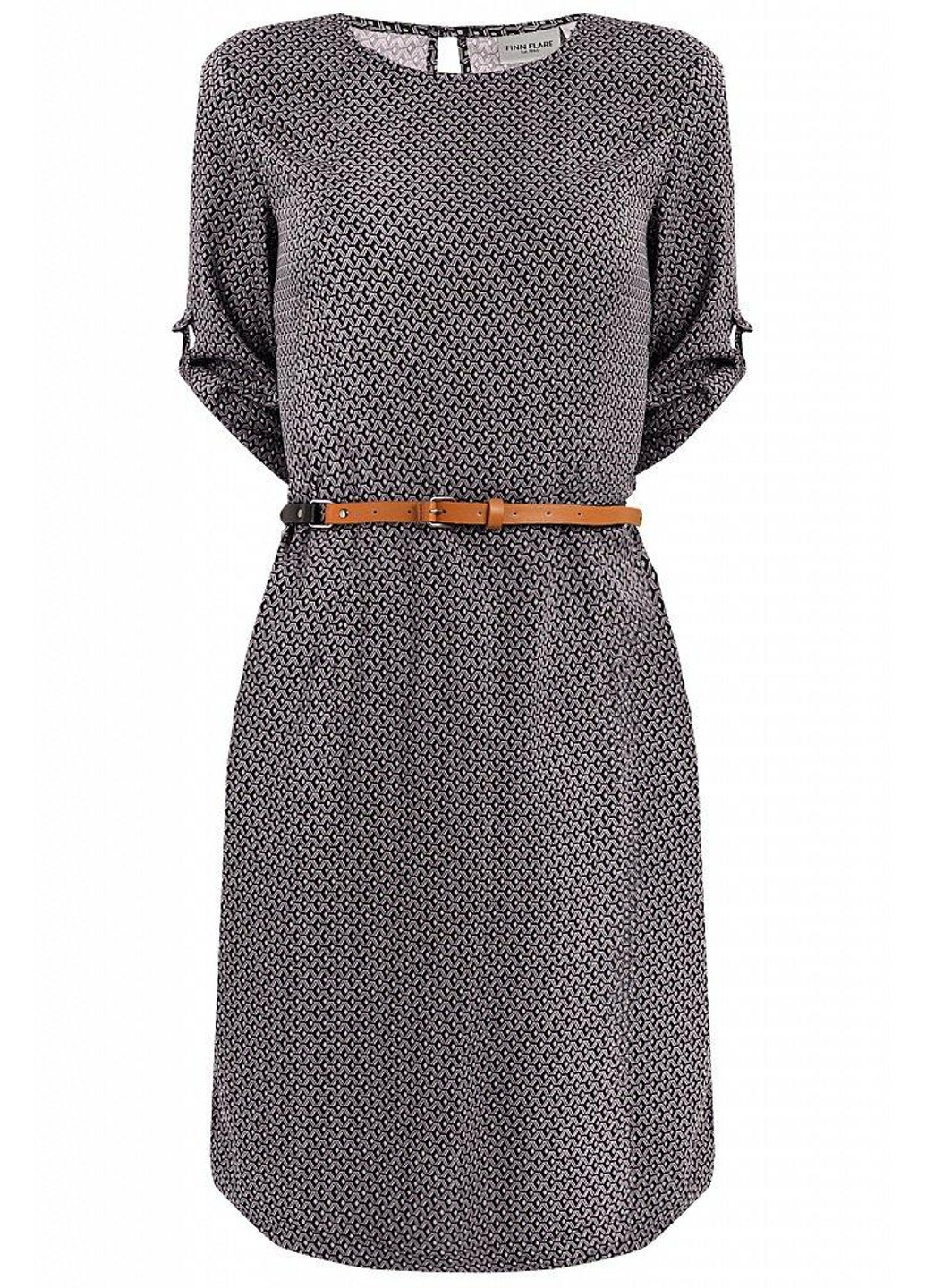 Сіра повсякденний сукня b19-11049-205 а-силует Finn Flare з геометричним візерунком