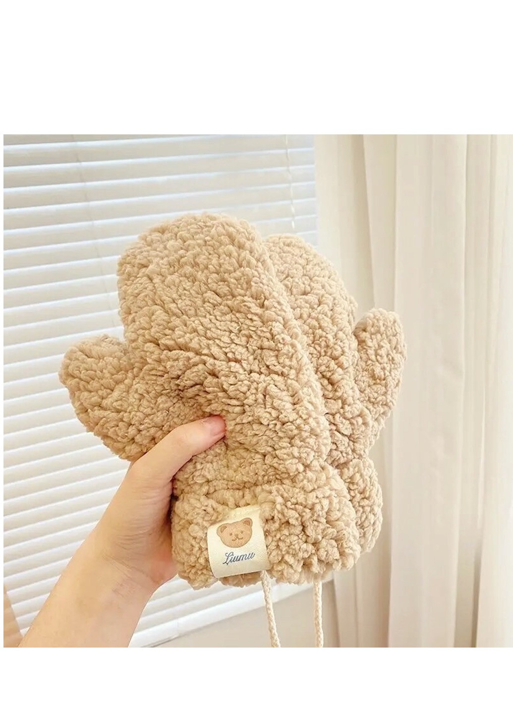 Перчатки меховые Медведь Тедди со шнурком Brand рукавиці (273178756)
