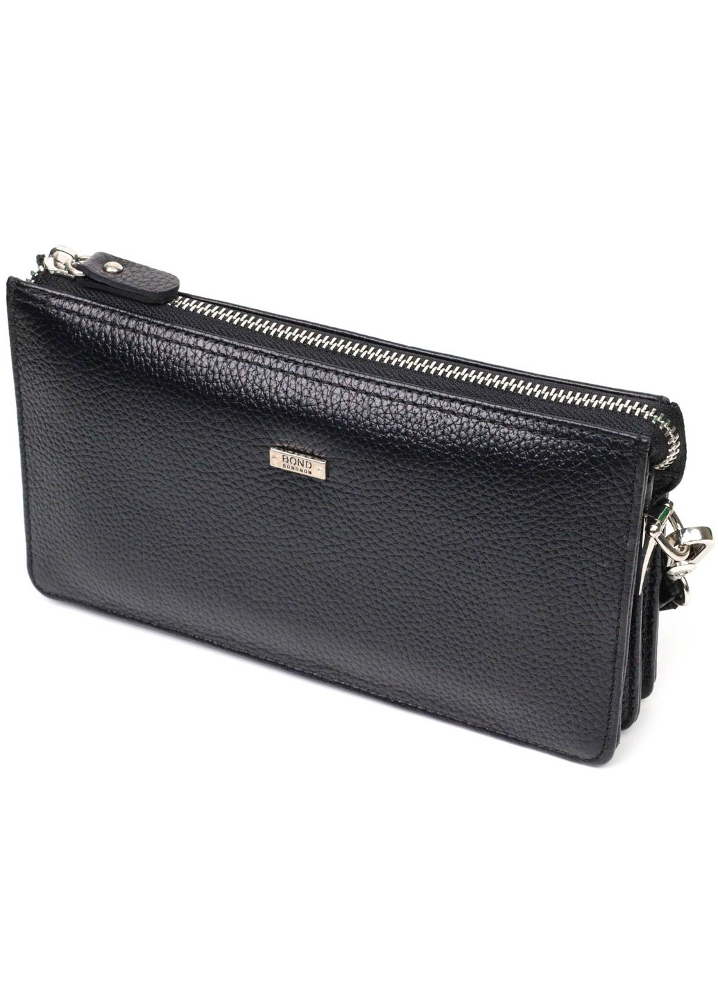 Цікавий клатч на два відділення з натуральної шкіри флотар 22047 Чорний Bond (262157971)
