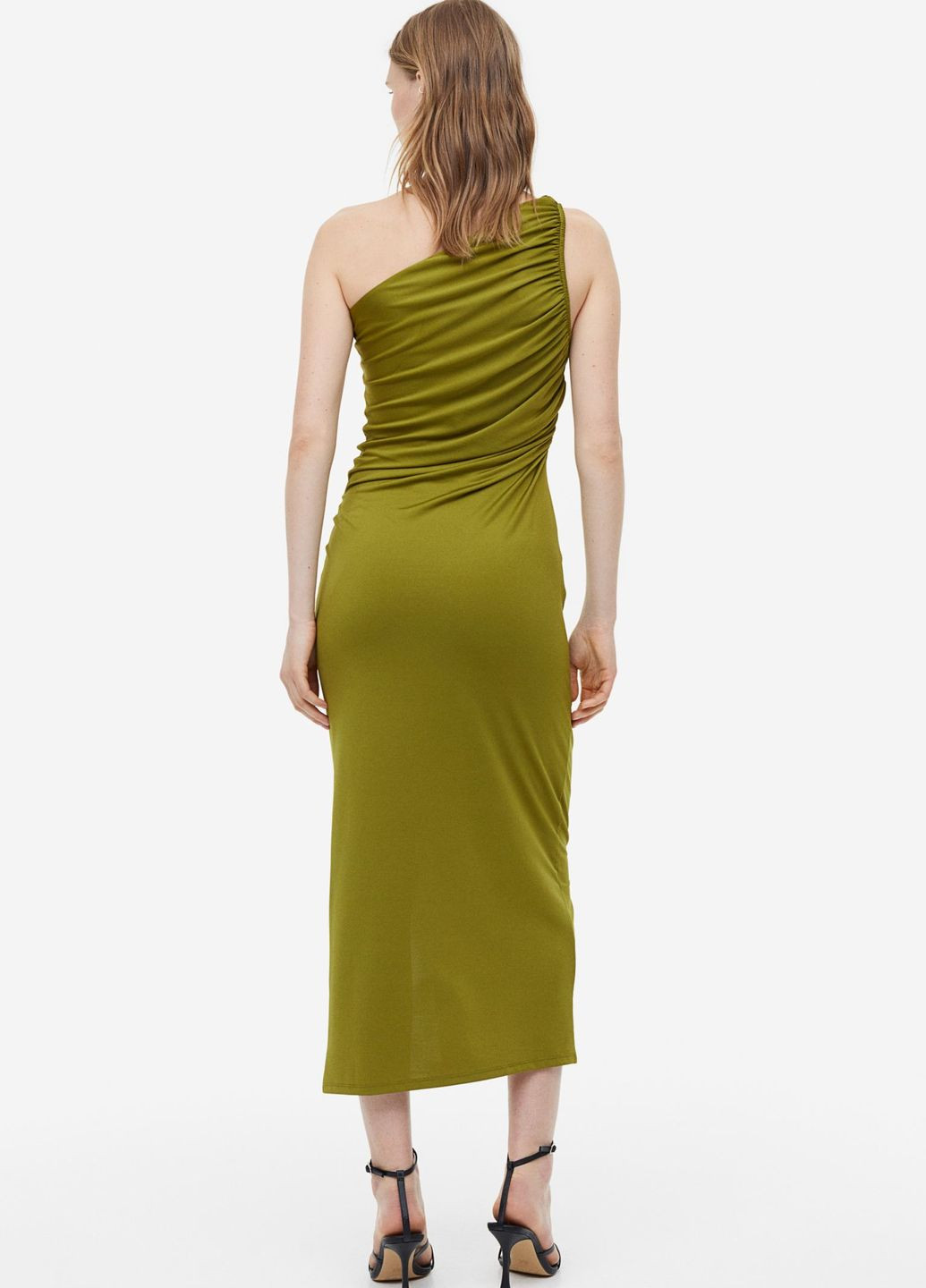 Оливкова кежуал плаття, сукня H&M однотонна