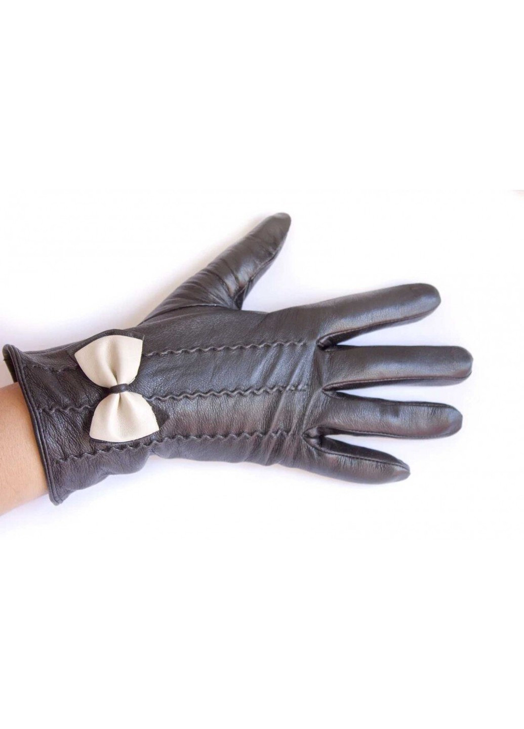 Женские кожаные перчатки чёрные 372s1 S Shust Gloves (261486910)