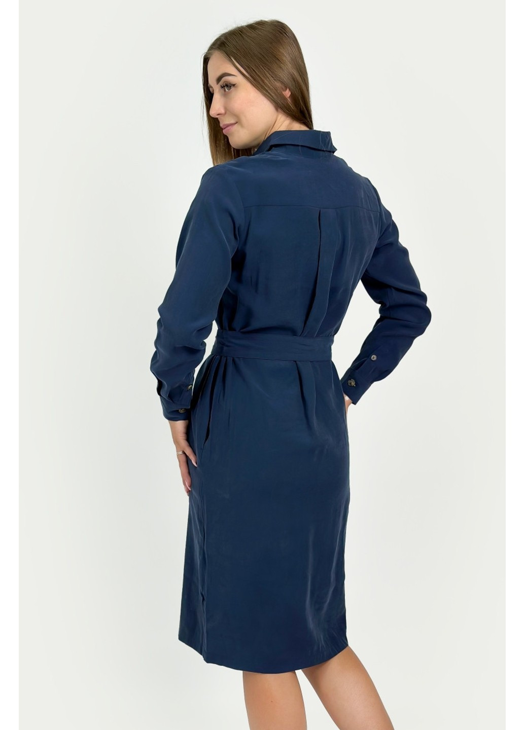 Темно-синее повседневный платье-рубашка fbc11069-101 рубашка Finn Flare однотонное