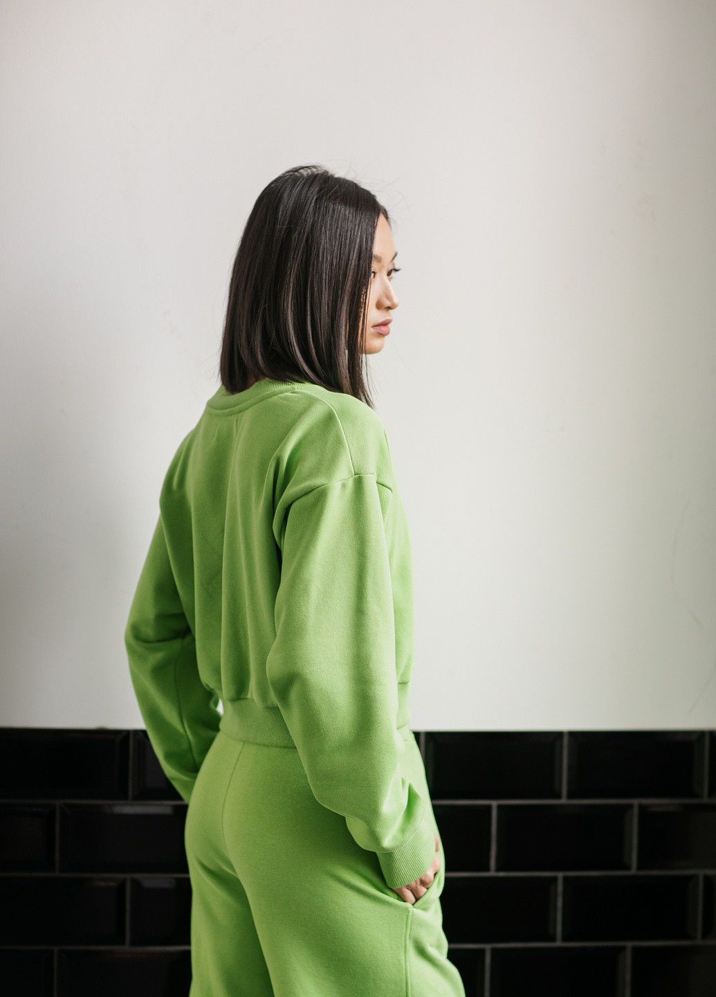 Костюм укорочений світшом на широкі штани Green Tea MORANDI (257222837)