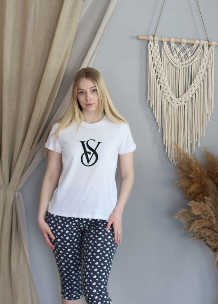 Біла жіноча піжама з бріджами Milana