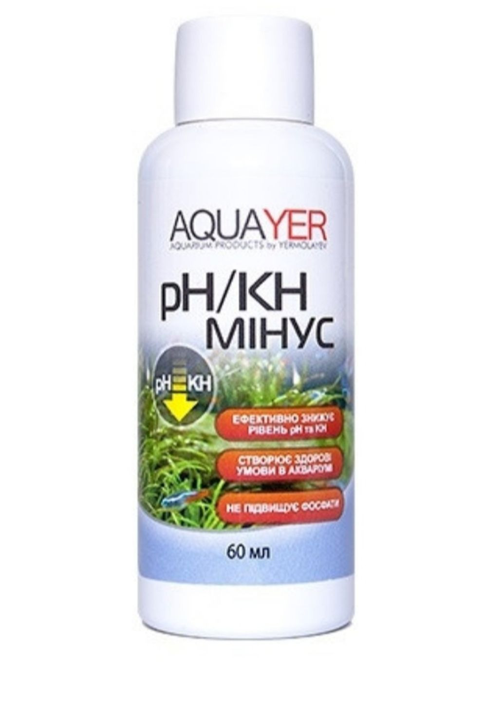 pH/KH мінус 60 мл, засіб для зниження карбонатної жорсткості в акваріумі Aquayer (274065041)