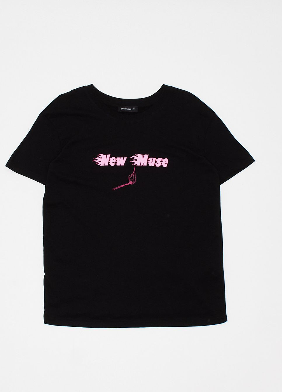 Чорна футболка basic,чорний з принтом, Pink Woman
