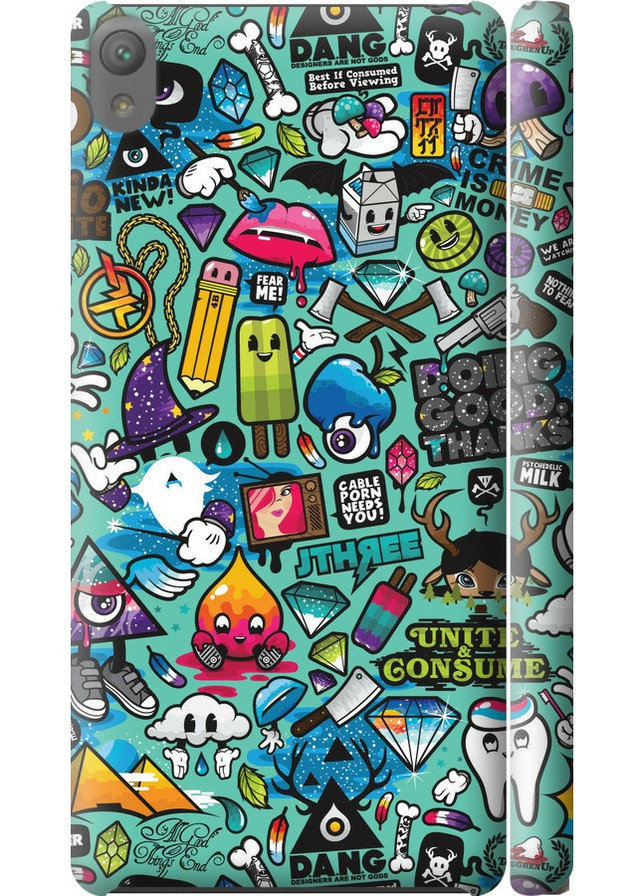 3D пластиковий матовий чохол 'Стікер бомбінг 1' для Endorphone Sony Xperia E5 F3311 (258567625)