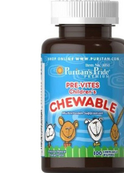 Puritan's Pride Pre-Vites Childrens Multivitamin 100 Chewable Tabs Puritans Pride (256723442)