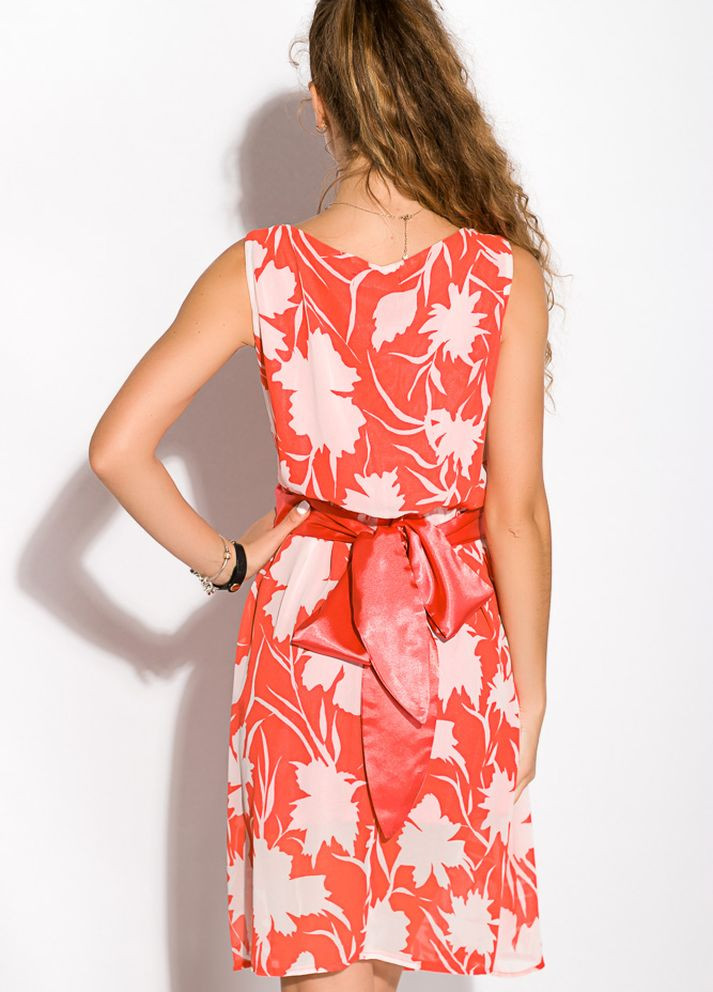 Коралова кежуал сукня жіноча з круглим вирізом (кораловий) Time of Style однотонна