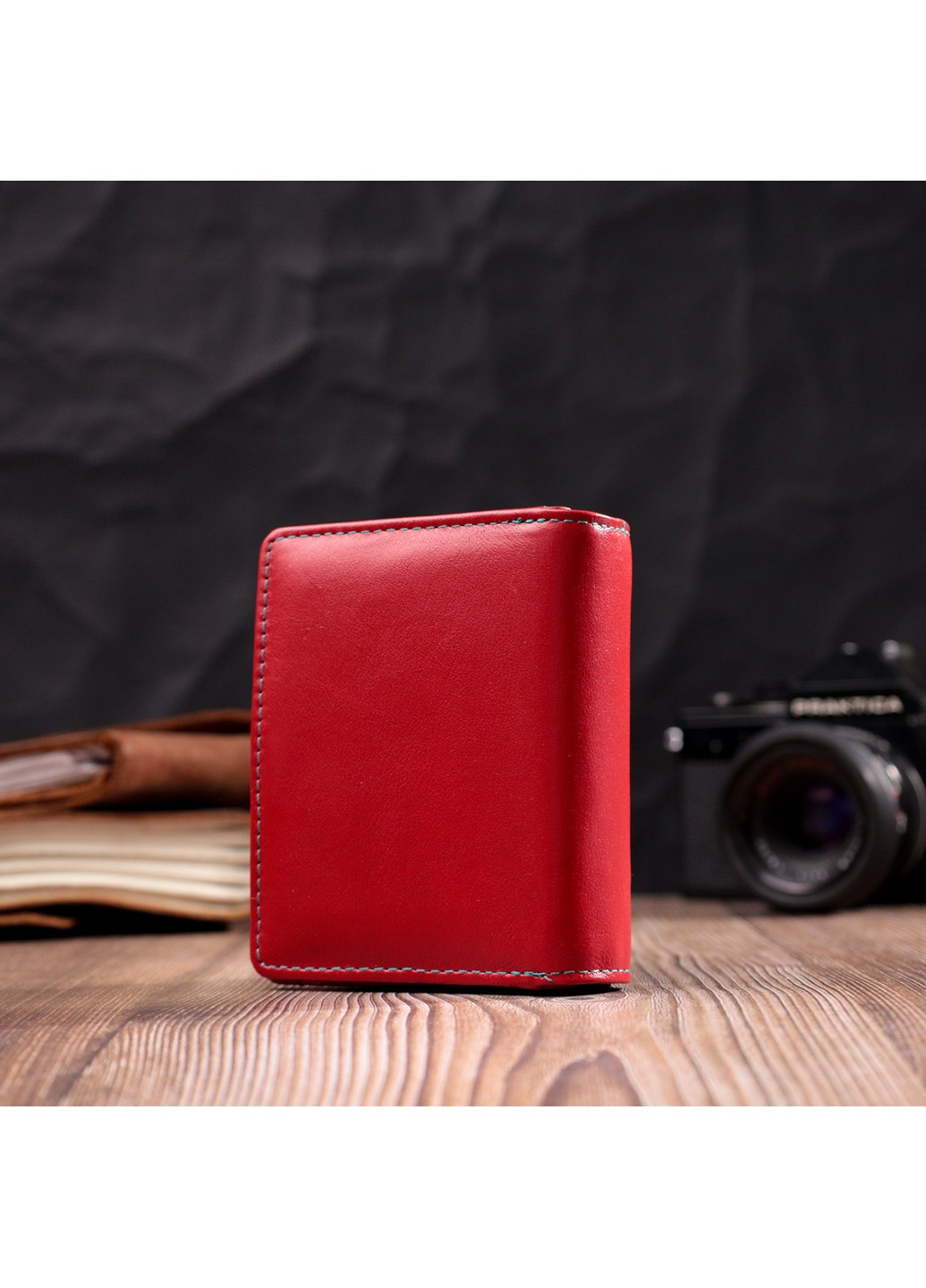 Жіночий вертикальний компактний гаманець із натуральної шкіри 19437 Червоний st leather (277980522)