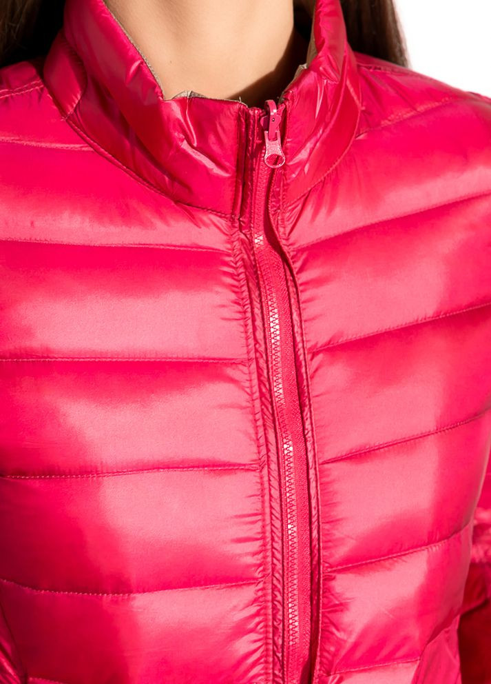 Бесцветная демисезонная куртка женская,двусторонняя (малина-беж) Time of Style