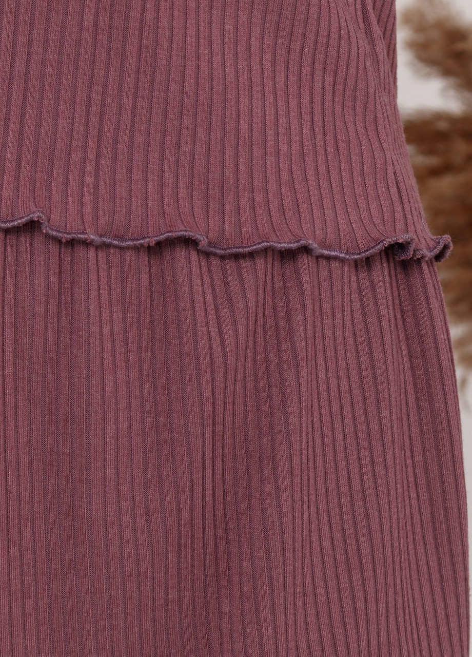 Темно-лиловая всесезон пижамный женский комплект тройка в рубчик, халат, футболка с шортами темно-сиреневый Maybel