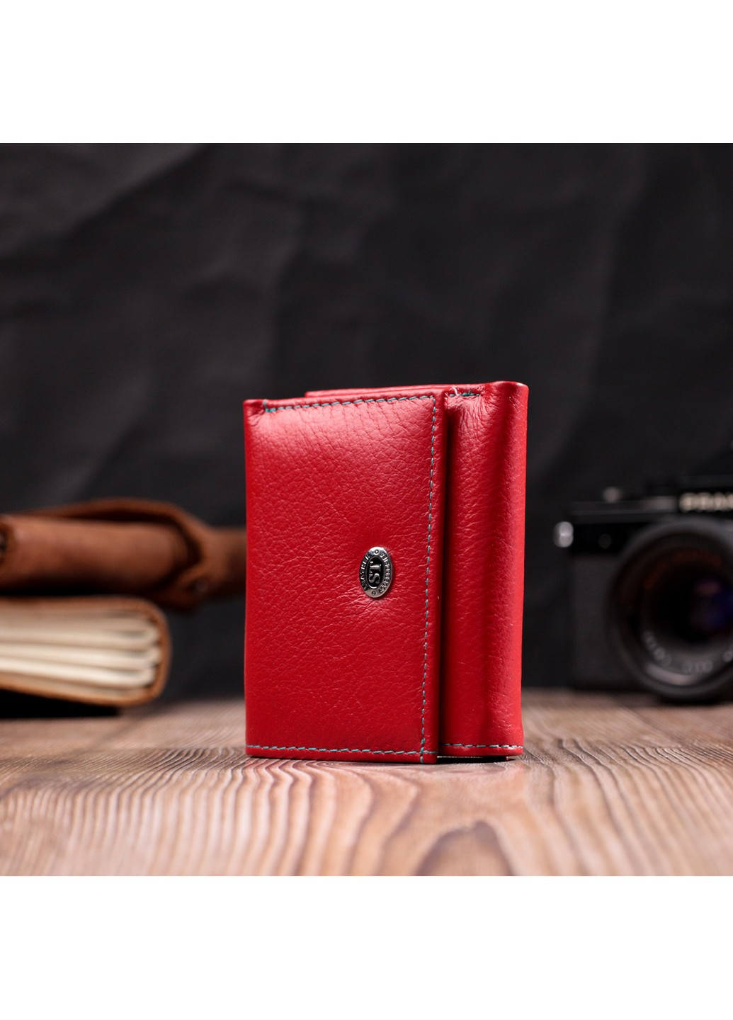 Яркий маленький кошелек для женщин из натуральной кожи 19502 Красный st leather (277980452)