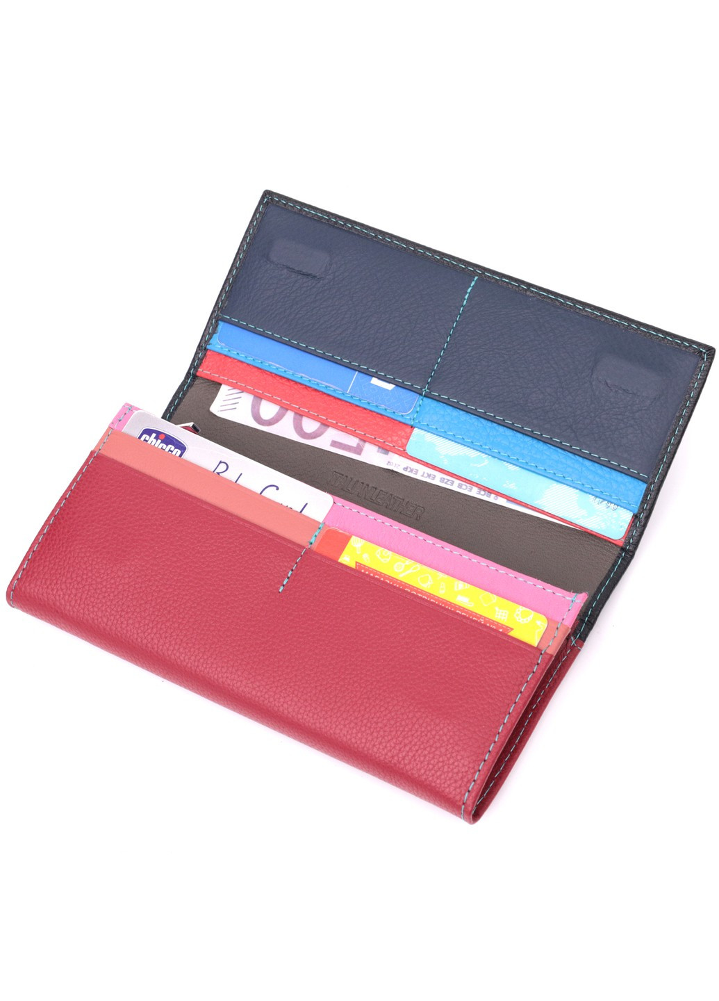 Вместительный кошелек для прекрасных женщин из натуральной кожи 22517 Разноцветный st leather (277980408)