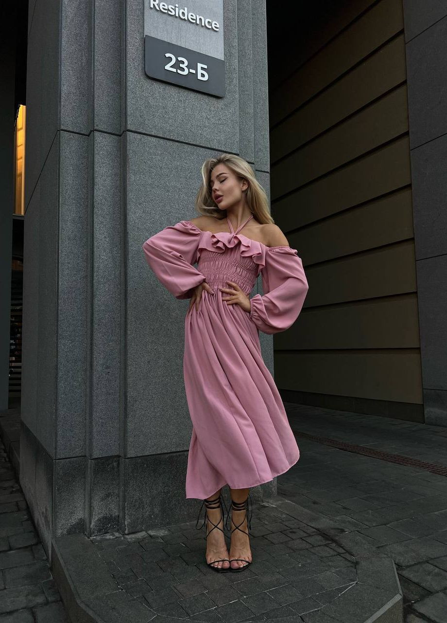 Розовое кэжуал женское платье софт No Brand