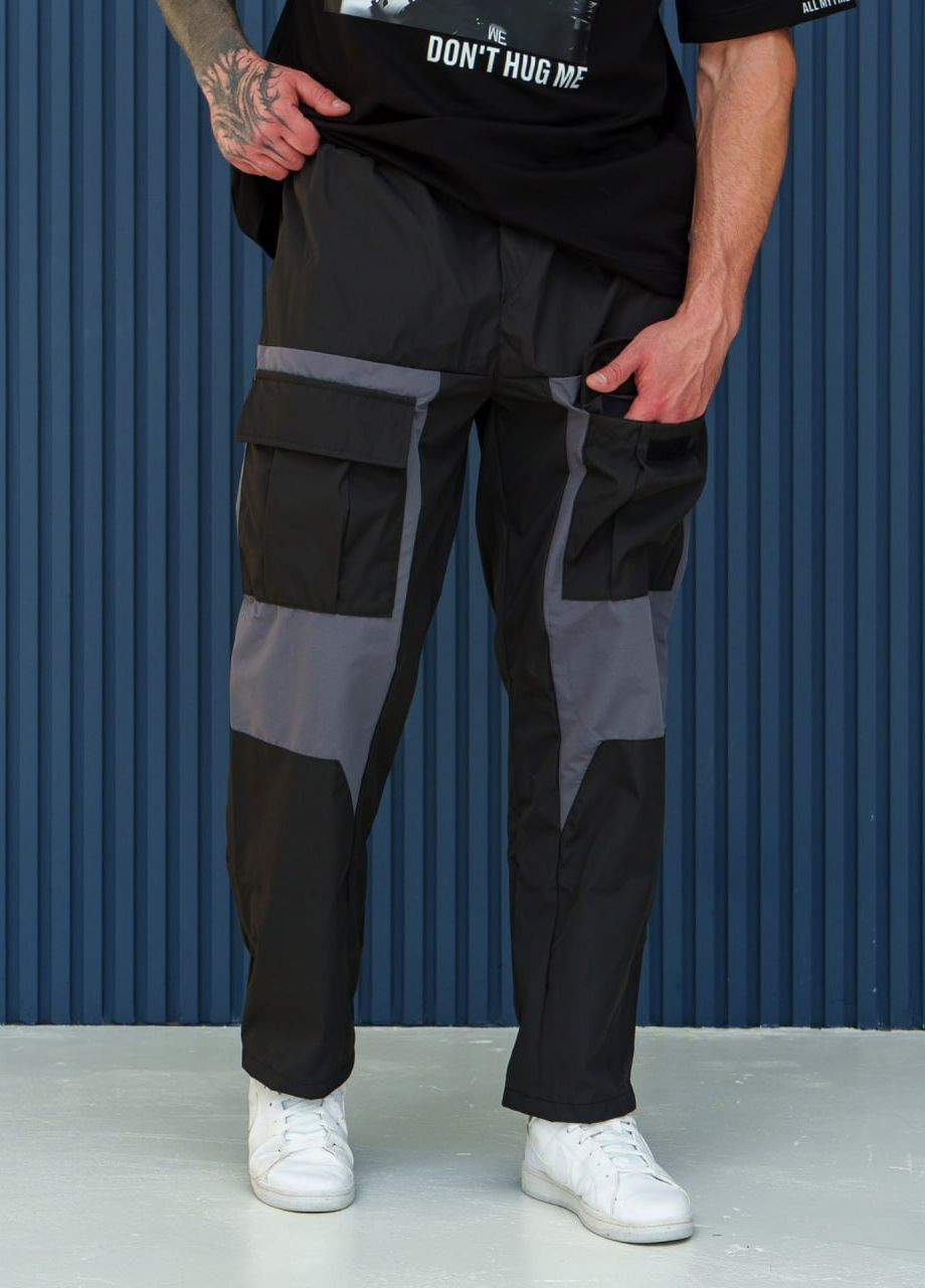 Черные спортивные демисезонные карго брюки Vakko