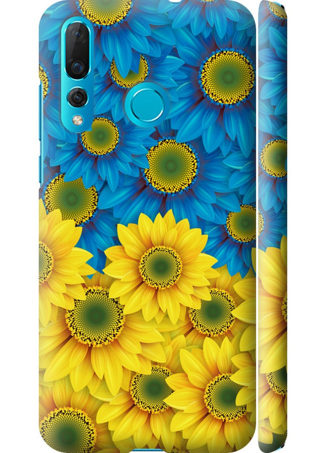 3D пластиковий матовий чохол 'Жовто-блакитні квіти ' для Endorphone Huawei Nova 4 (259907528)