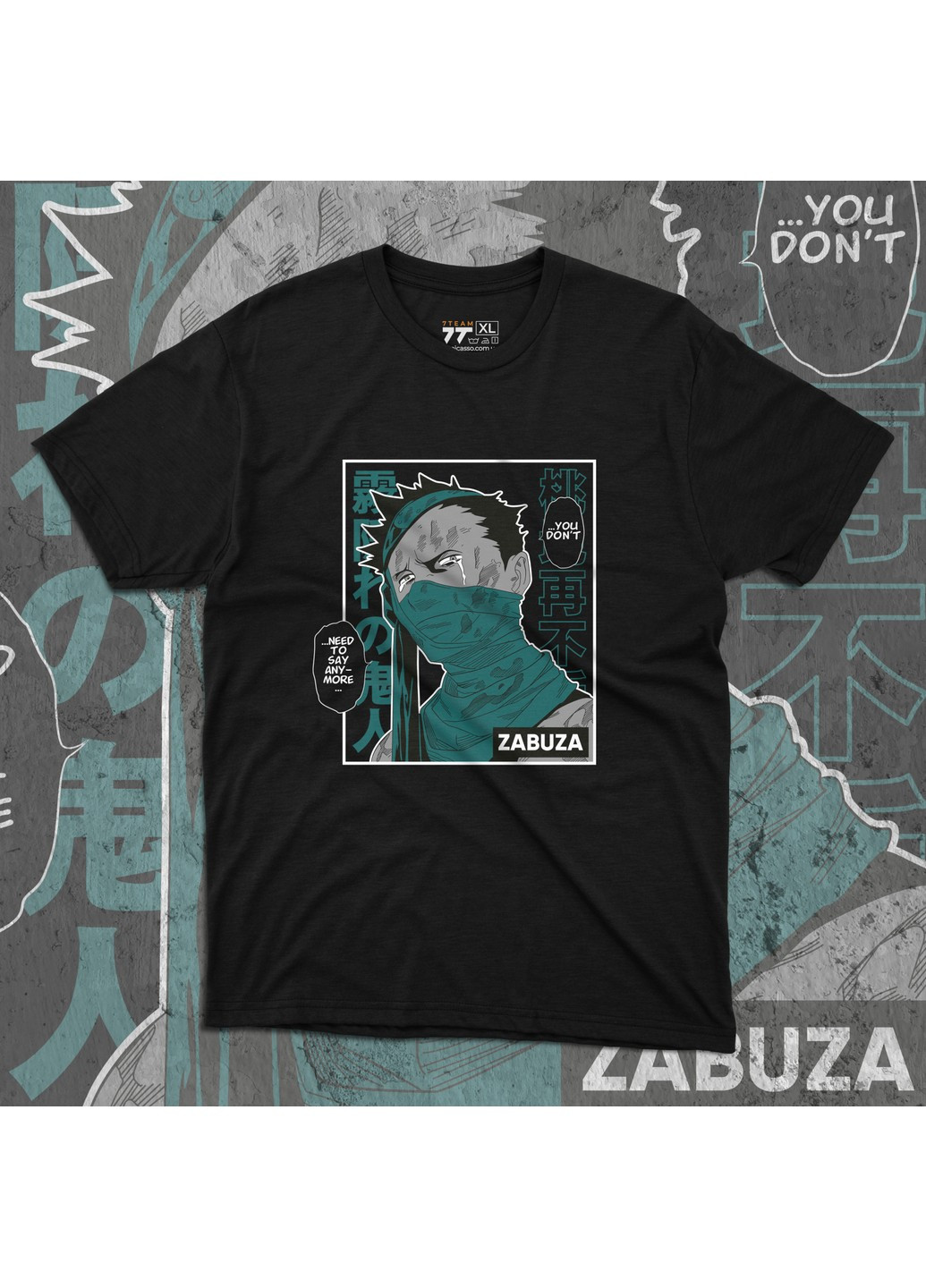 Черная футболка c принтом наруто - забуза No Brand