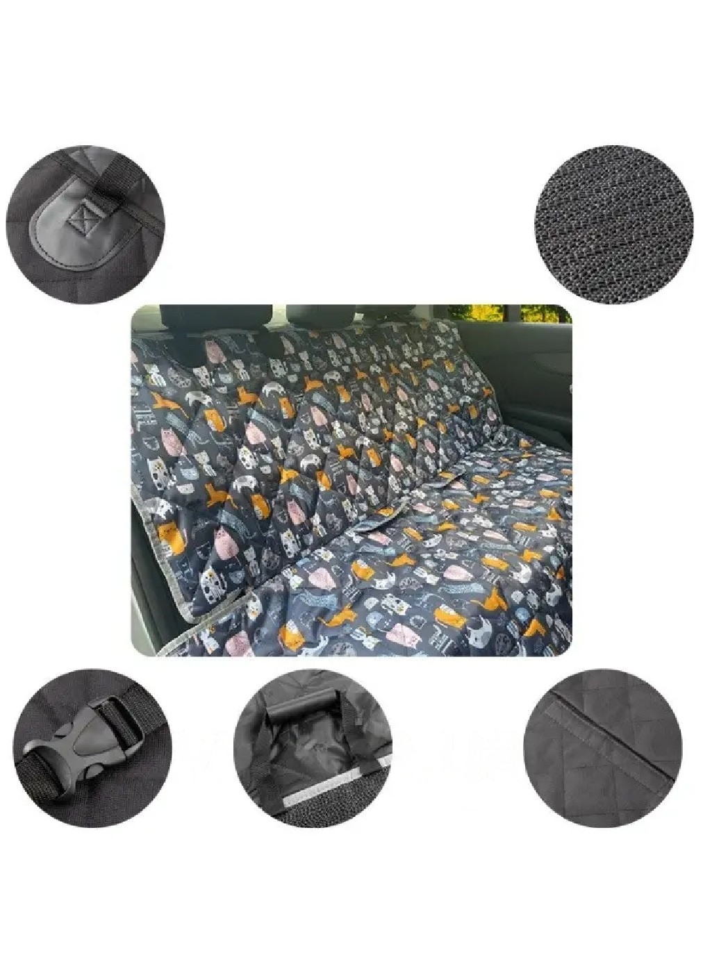 Накидка чехол подстилка на заднее сидение авто для перевозки животных собак кошек 137х126 см (474212-Prob) Синяя с рисунком Unbranded (257609725)