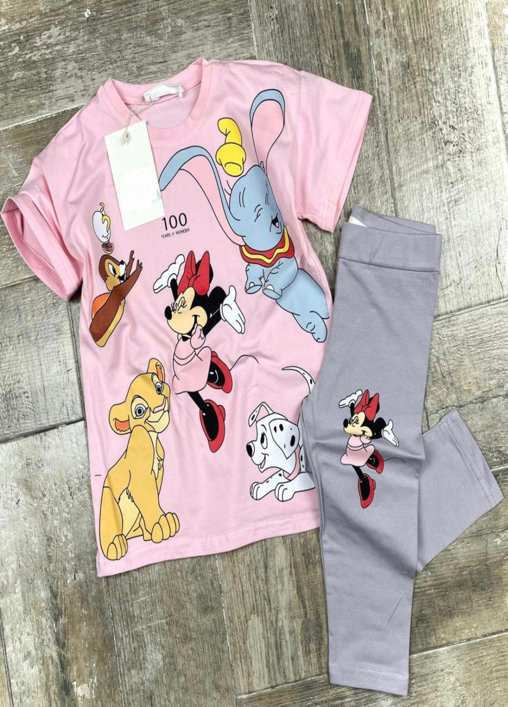 Розовый демисезонный комплект (футболка, велосипедки) minnie mouse (минни маус) Disney