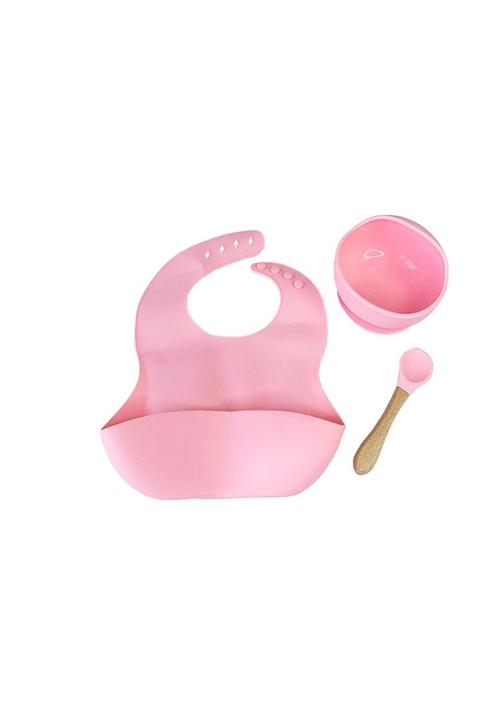 Набор силиконовой тарелки и слюнявчик в коробке цвет розовый ЦБ-00228004 No Brand (260941878)