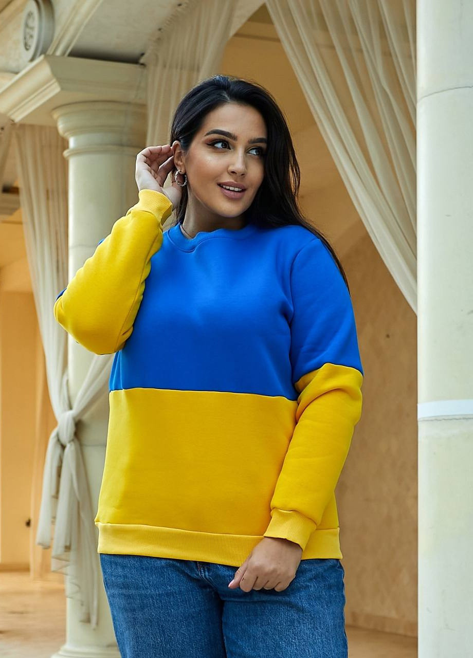 Женский теплый желто-голубой свитшот UKRAINE 385888 New Trend (258926120)